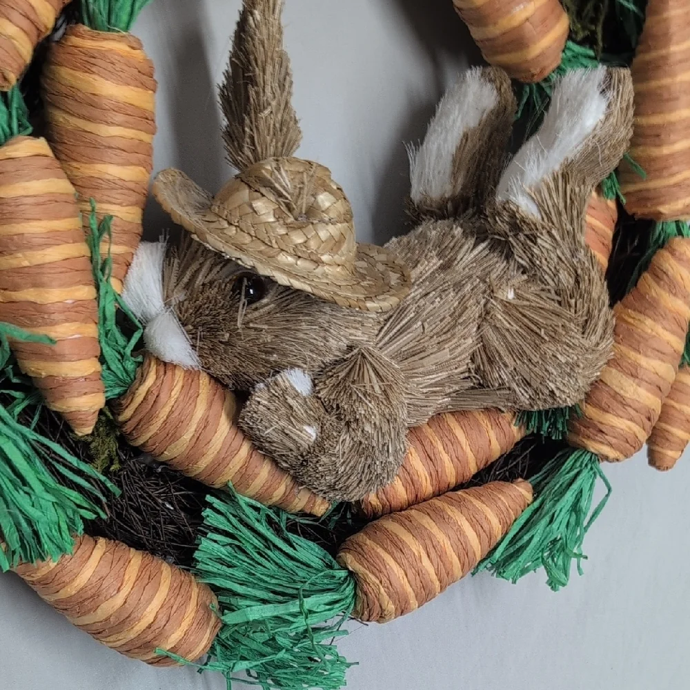 Whimsical Carrot and Bunny Wreath